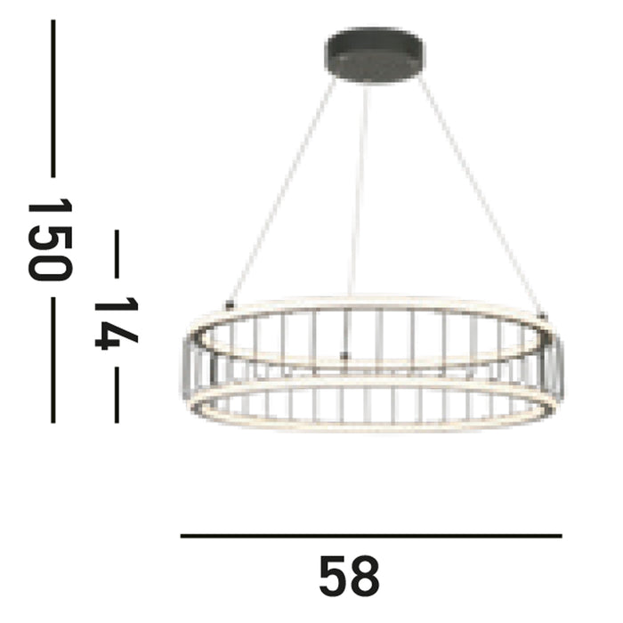 Lampadario Contemporaneo Circolo Acciaio Nero Alluminio Bianco Led 46,4W 3000K
