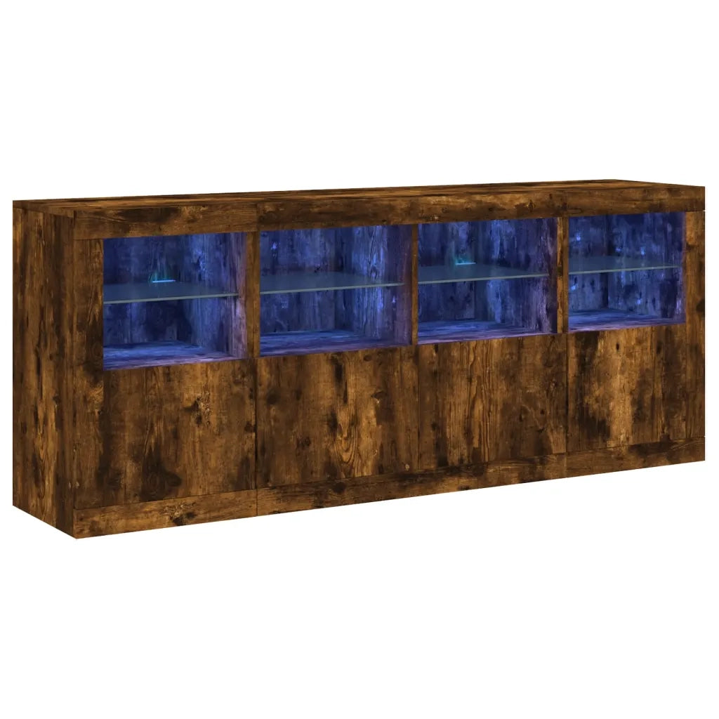 Credenza con Luci LED Rovere Fumo 163x37x67 cm 3209076