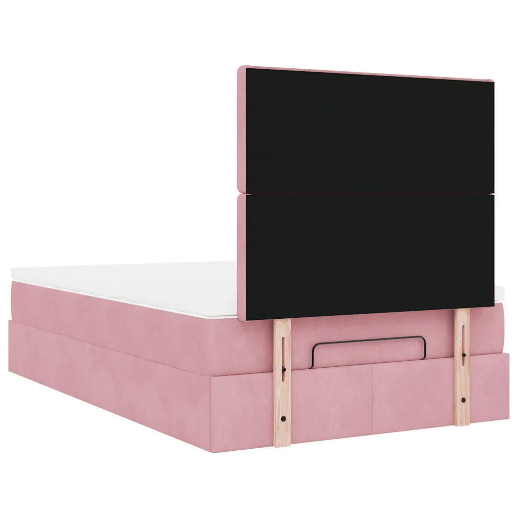vidaXL Struttura Letto Pouf con Materasso Rosa 120x200 cm Velluto