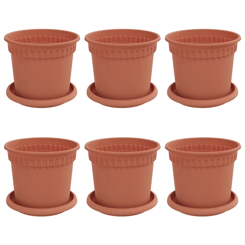 Vasi per Piante 6 pcs Rosso Mattone Ø 15 x 12 cm Plastica 3403255
