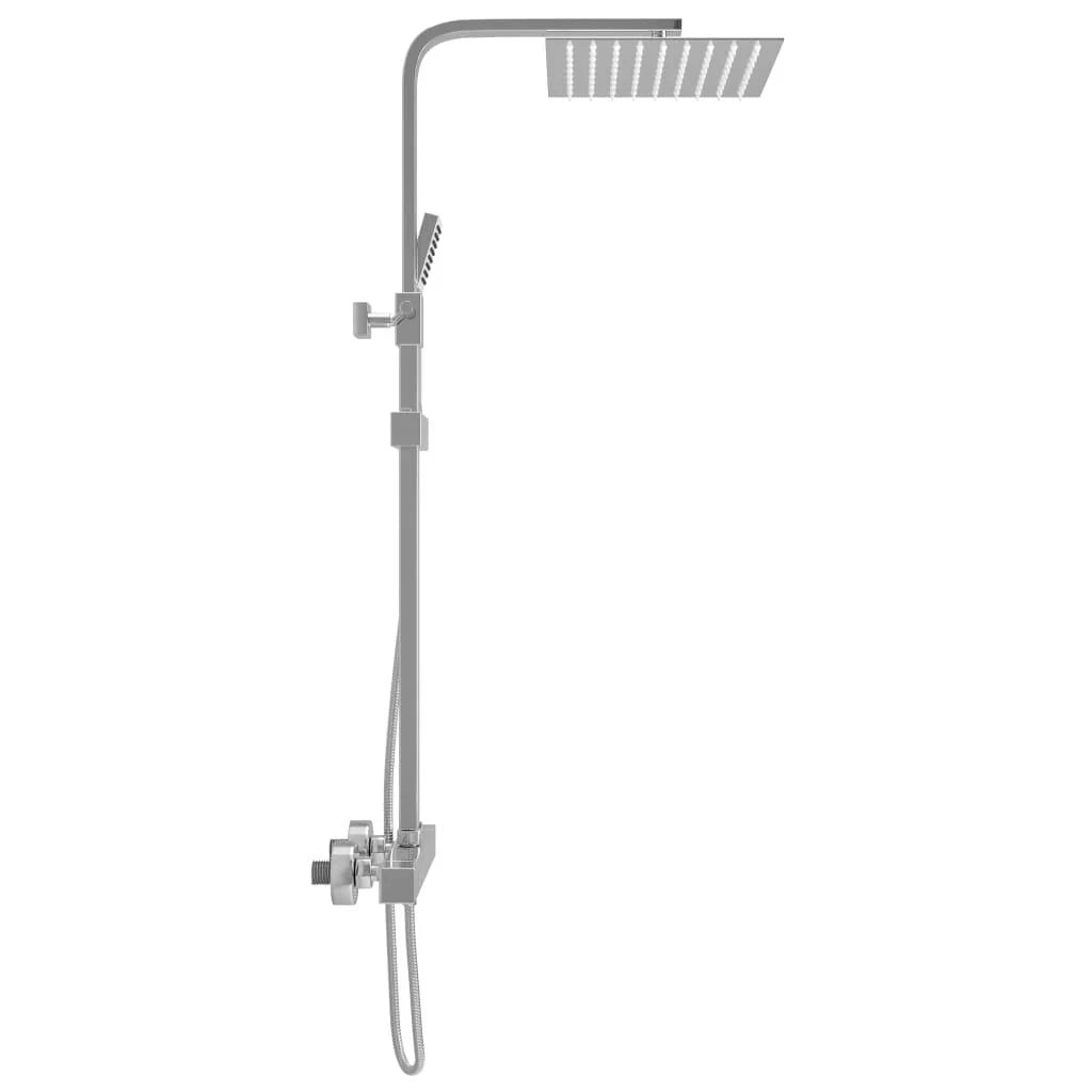 Set doccia doppio con termostato doccetta soffione quadrato asta doccia regolabile da 80 cm a 120 cm acciaio inox bagno casa 02_0003788