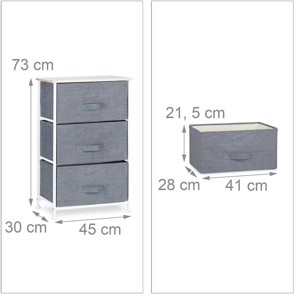 Mensola in tessuto con cassetti 73 cm grigio 13_0002581