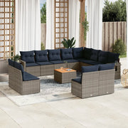 Set Divani da Giardino 13 pz con Cuscini Grigio in Polyrattan 3224815