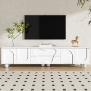 Mobile TV 180 cm con Gambe in Legno ¨C MINIMAL ¨C Bianco, Soggiorno