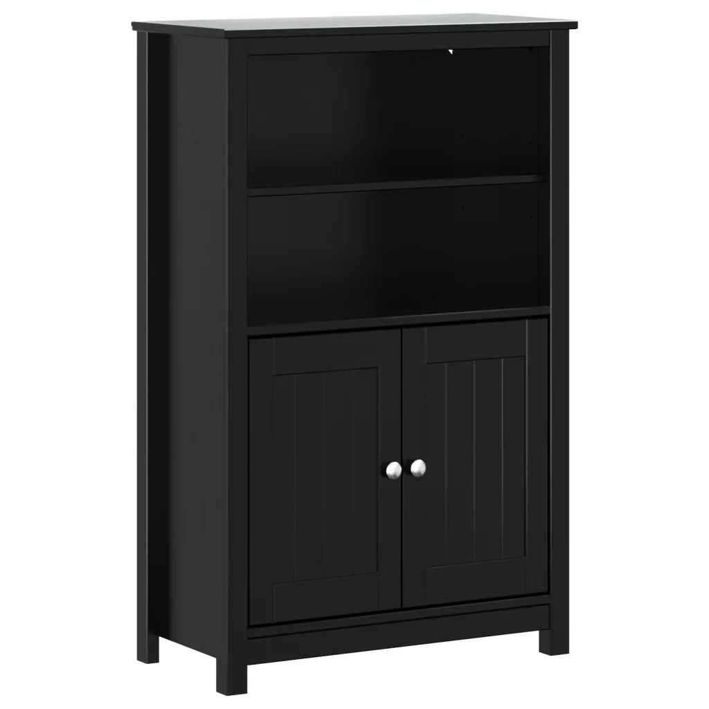 Mobiletto da bagno moderno con 4 ripiani 69,5 x 34 x 110 cm in pino nero massello 02_0047340