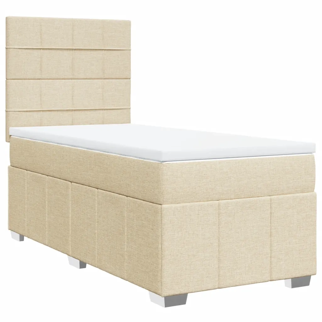 Giroletto a Molle con Materasso Crema 90x190 cm in Tessuto