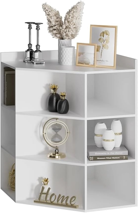 Scaffale angolare Elina, Bianco, 60 x 80 cm, per conservare ed esporre libri o oggetti decorativi