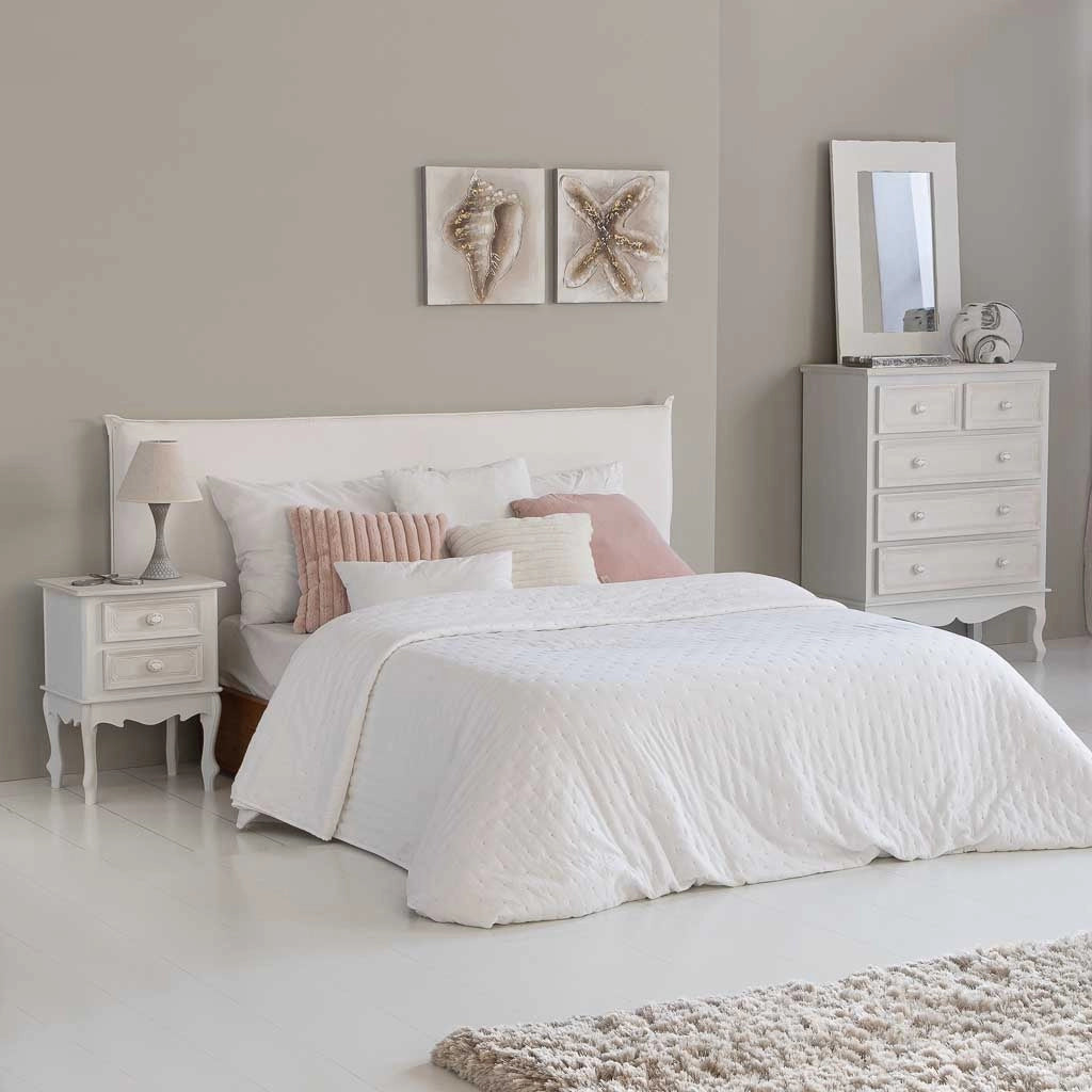 Comodino in legno con 2 cassetti bianchi 42x34x57.h cm