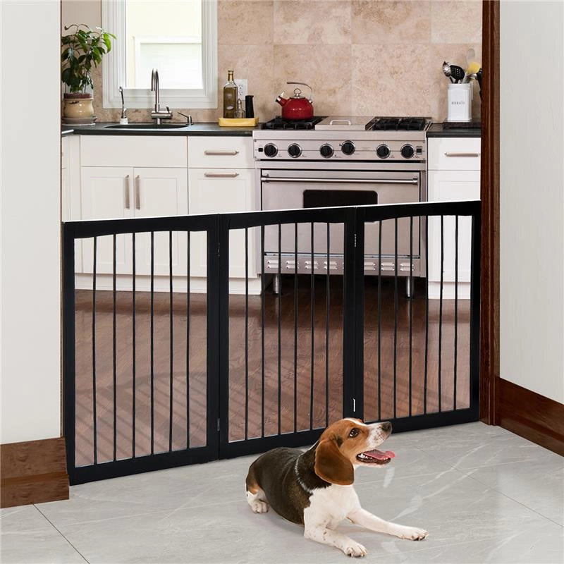 CANCELLINO PER CANI E ANIMALI DOMESTICI A 3 SEZIONI, DIVISORIO DI SICUREZZA PIEGHEVOLE 160X1.2X76CM