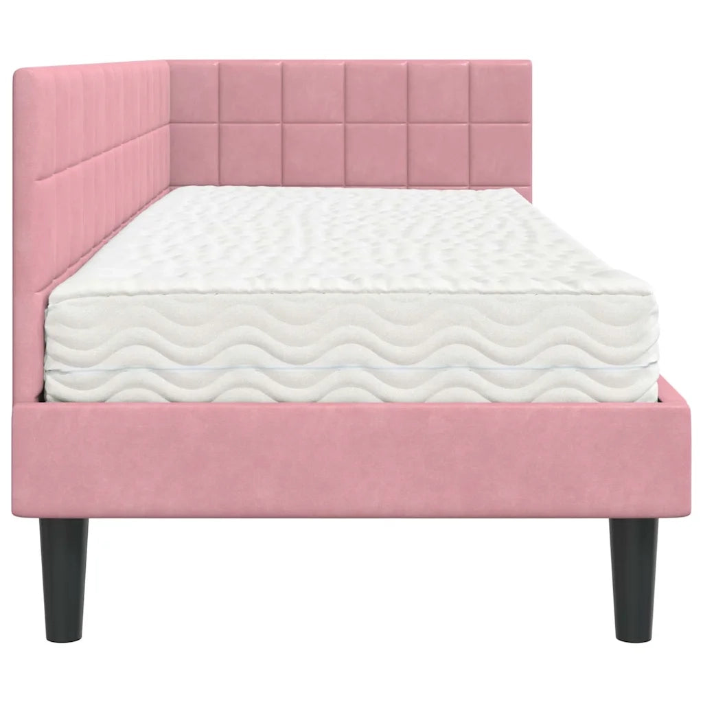 Struttura Letto Angolare con Materasso 2 pz-Giroletto con materasso Grigio Velluto 749939
