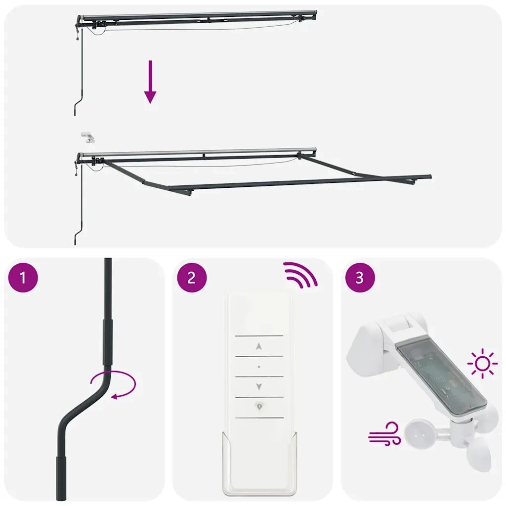 vidaXL Tenda da Sole Retrattile Automatica con LED Marrone 300x250 cm