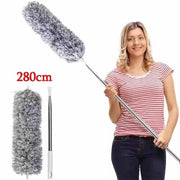 Trade Shop - Piumino Spolverino Con Asta Telescopica Estensibile A 280cm Per Pulizia Soffitto Persiane -