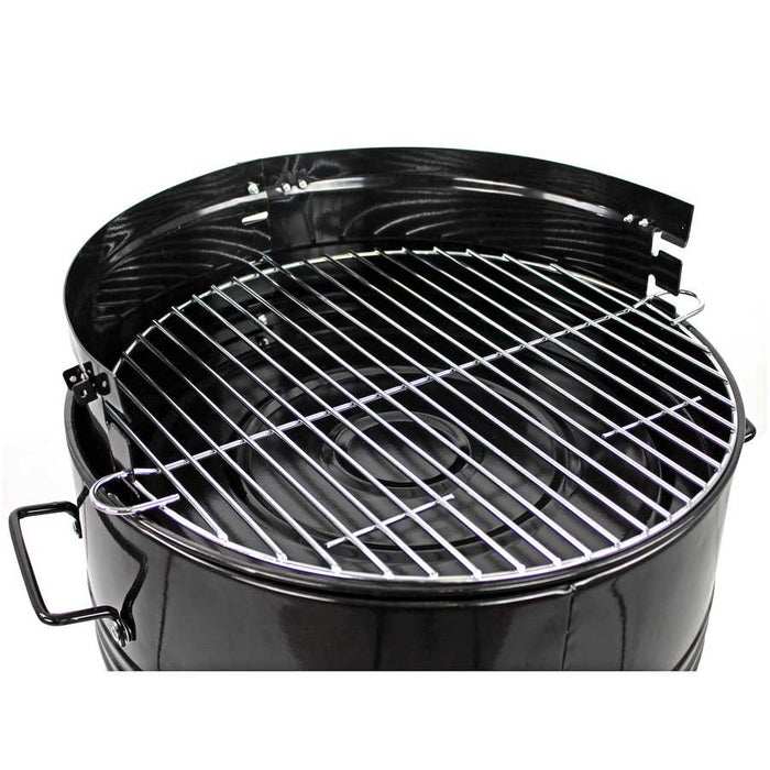 Barbecue Affumicatore a Carbone Carbonella 46,5x42,5x101 cm Griglia Ø47 cm Barrel Nero