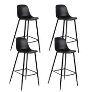 E-STYLO Sgabello da cucina in polipropilene nero e gambe in metallo nero con poggiapiedi, 47.5cm X 47cm H. 91.5cm.
