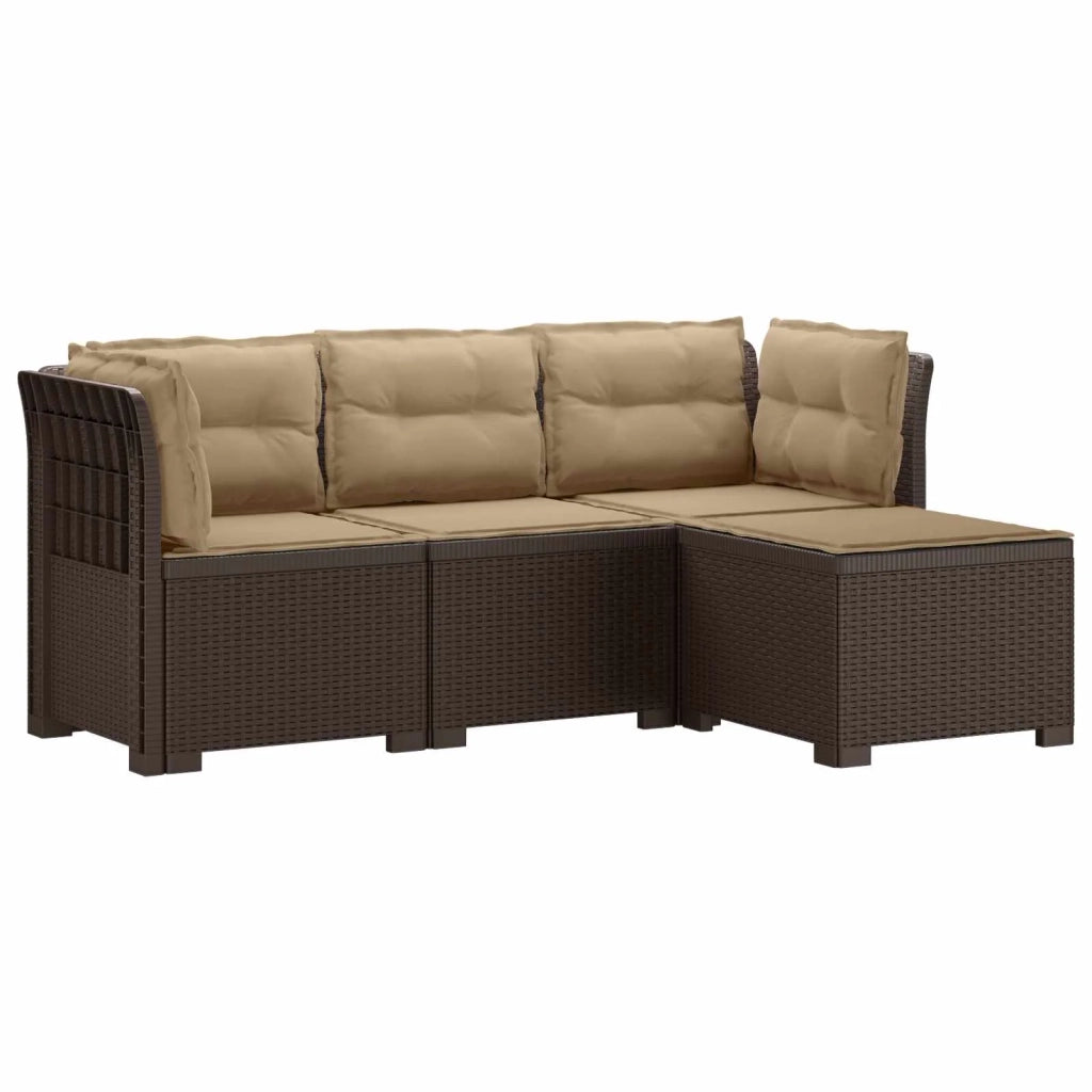 Divano da giardino 4 posti con cuscini aspetto rattan PP 3443948