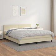 vidaXL Giroletto a Molle con Materasso Crema 160x200 cm in Similpelle