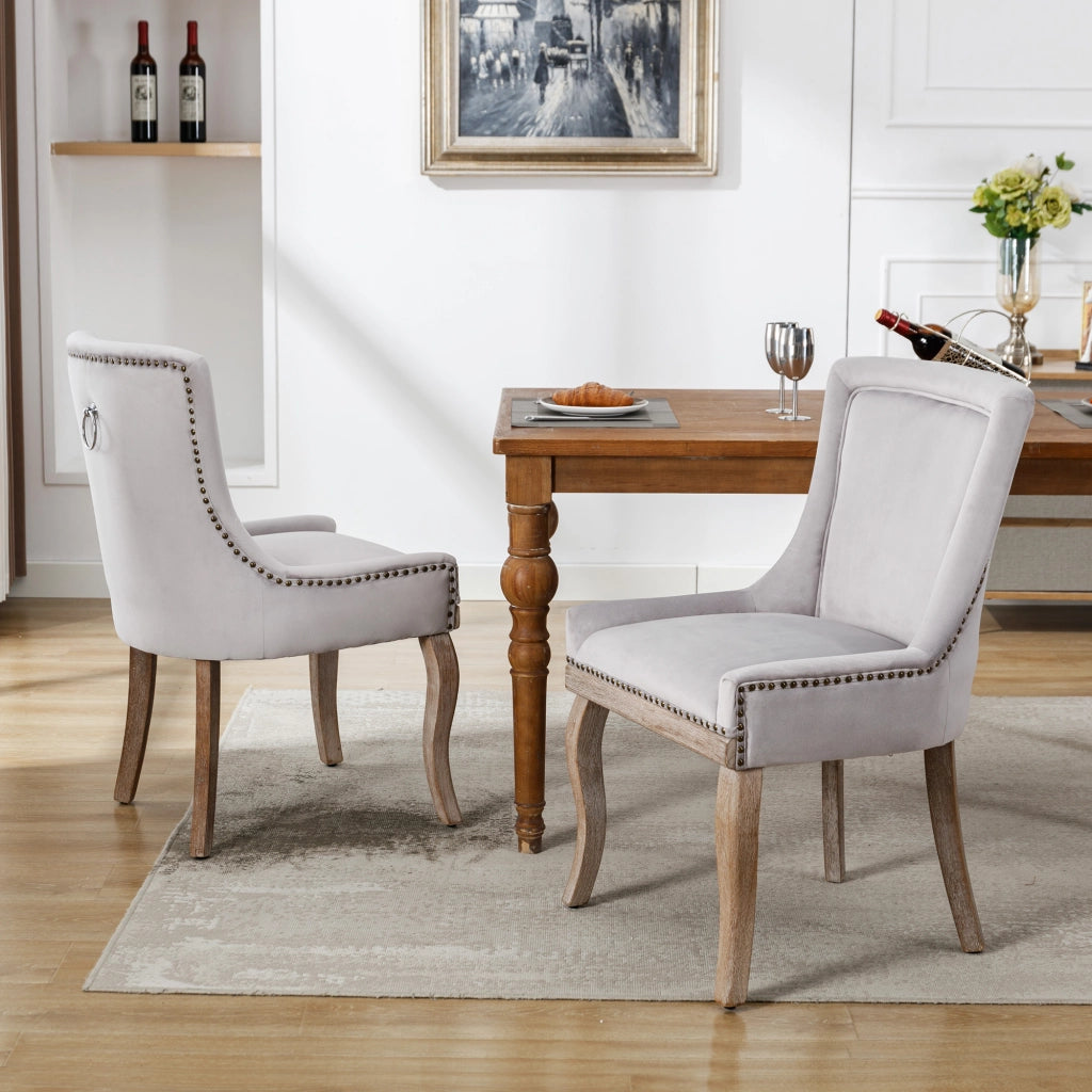 Sedia da pranzo lussuosa - Zephmum - 2 pezzi - Rivestimento in velluto grigio