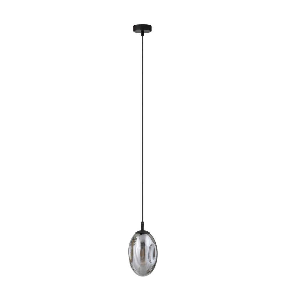 Sospensione Minimal 1 Luce Atalanta Acciaio Nero E Vetro Fumè