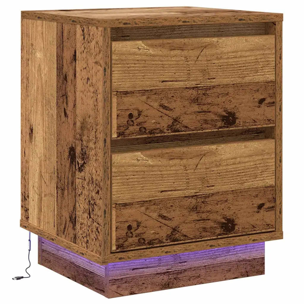 Set di 2 Comodini | Armadio da Notte | Mobiletto da notte Legno vecchio 39 x 34,5 x 50 cm