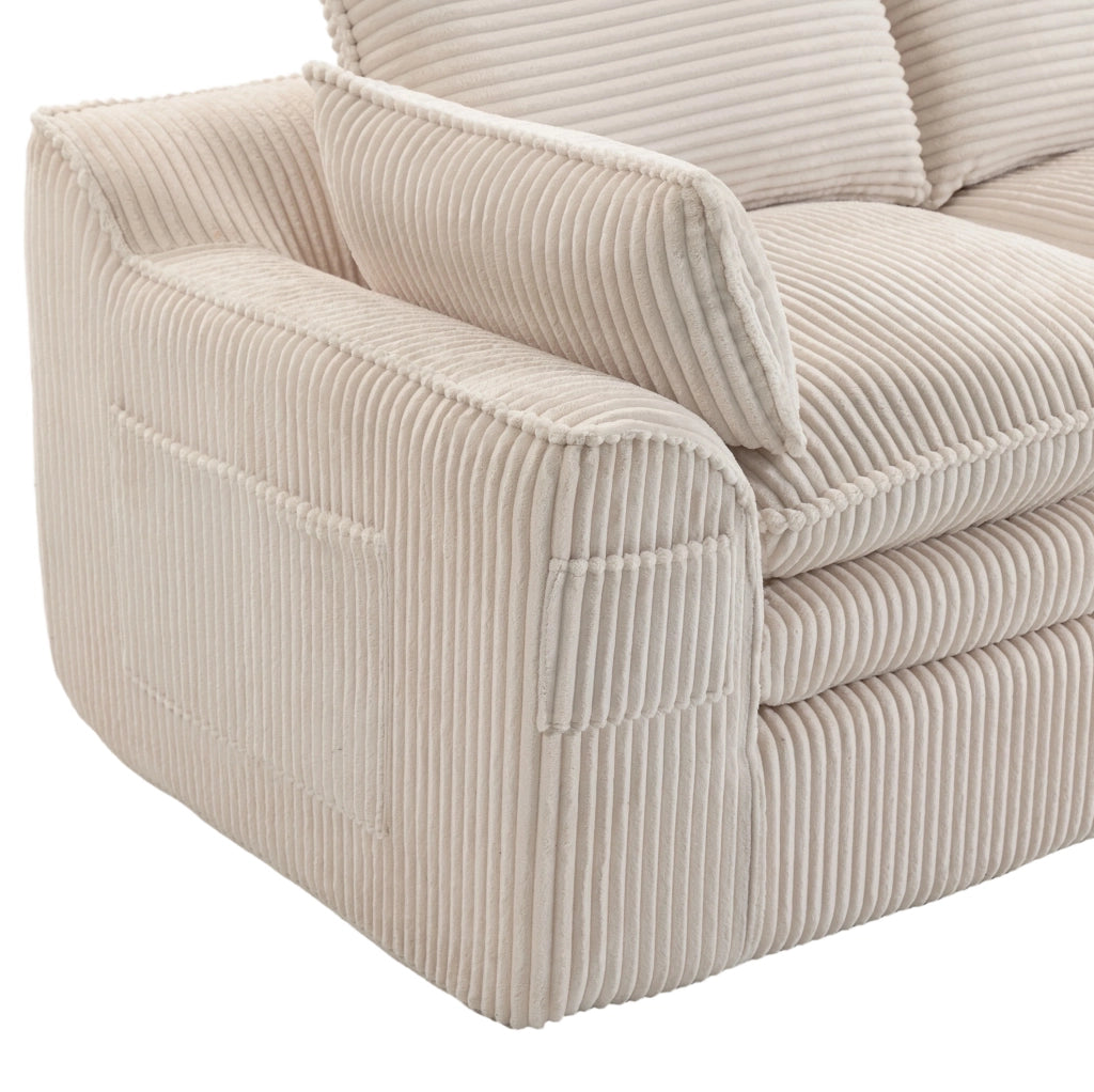 Divano modulare in velluto a coste beige 335 × 167 × 85 cm