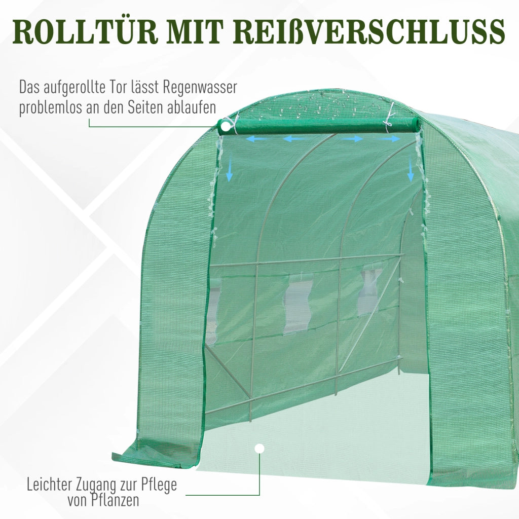 Serra in acciaio zincato con 6 finestre e porta ¨C Minimal ¨C Verde 445x200x200cm