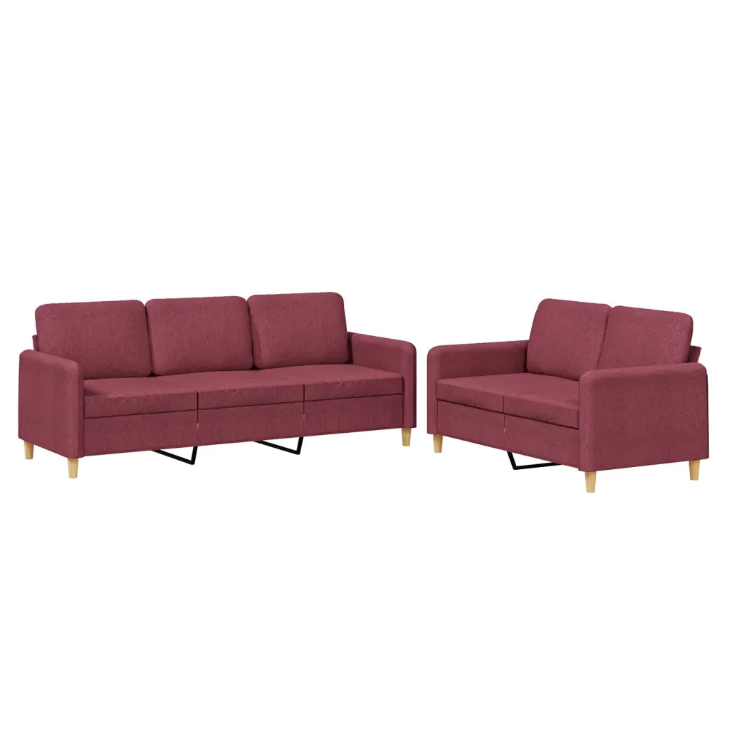 Set di Divani 2 pz con Cuscini Rosso Vino in Tessutocod mxl 83278