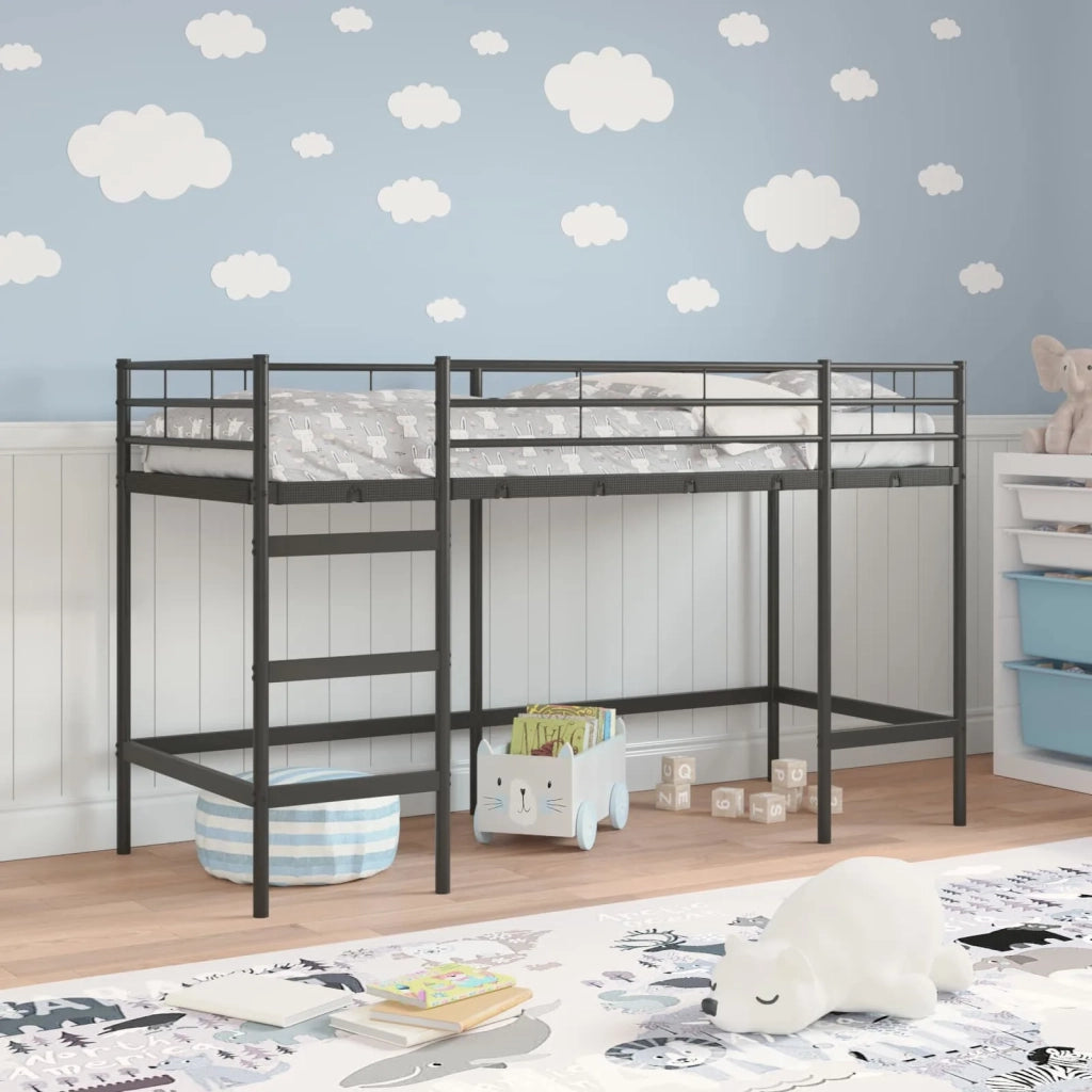 Struttura del letto loft per bambini Nero 90 x 190 cm Acciaio