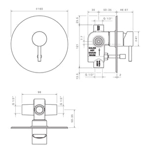 Rubinetto Miscelatore Monocomando Doccia ad Incasso con Deviatore in Acciaio Inox Satinato Nilo