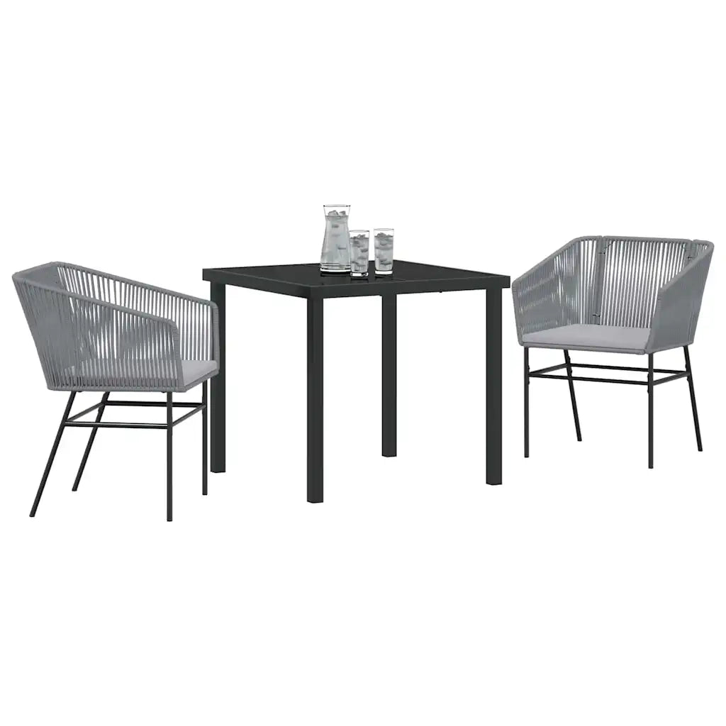 Set da Pranzo per Giardino con cuscino 3 pcs Grigio
