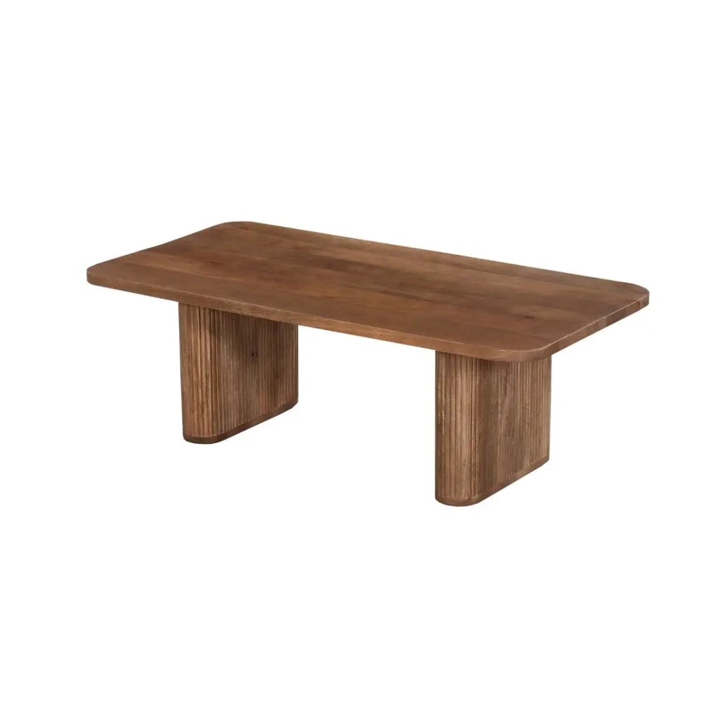 Tavolino basso TALVORA – Legno massello di mango – Tavolino rettangolare 120x60 cm – Design grezzo e naturale