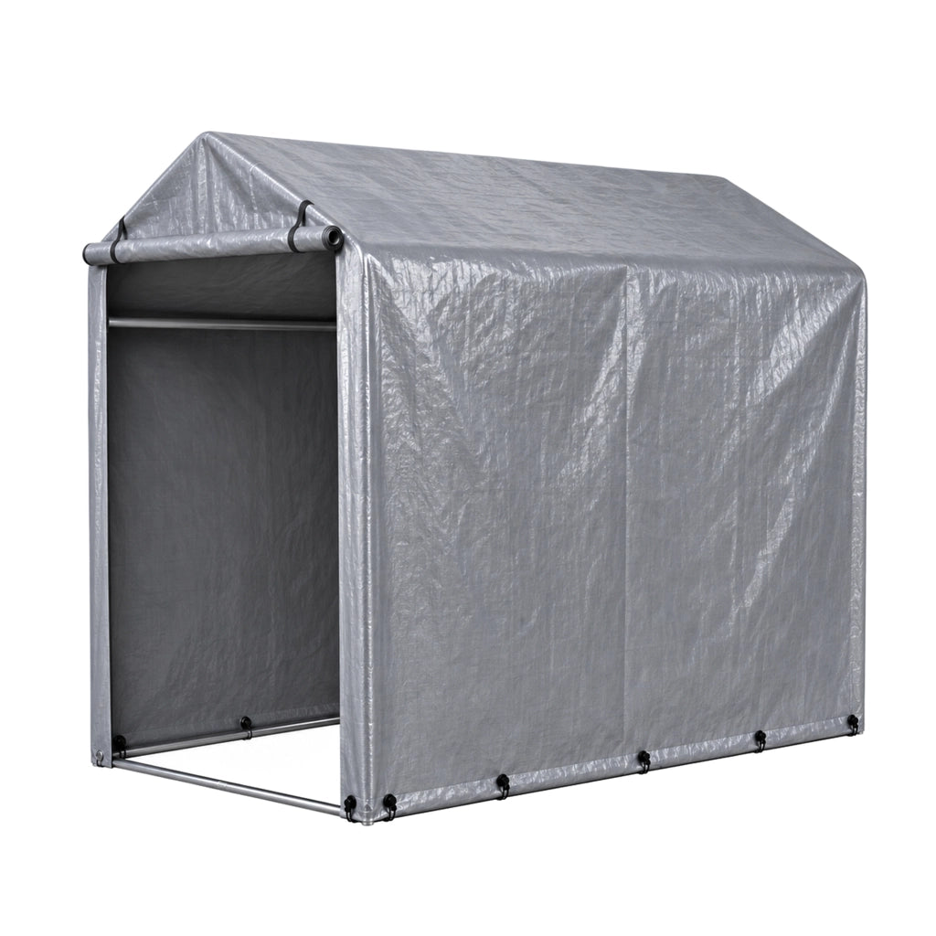 Garage Bici 100x187x160 cm Grigio con Telo PE 170 g/m² Impermeabile, Telaio Zincato e Doppia Cerniera