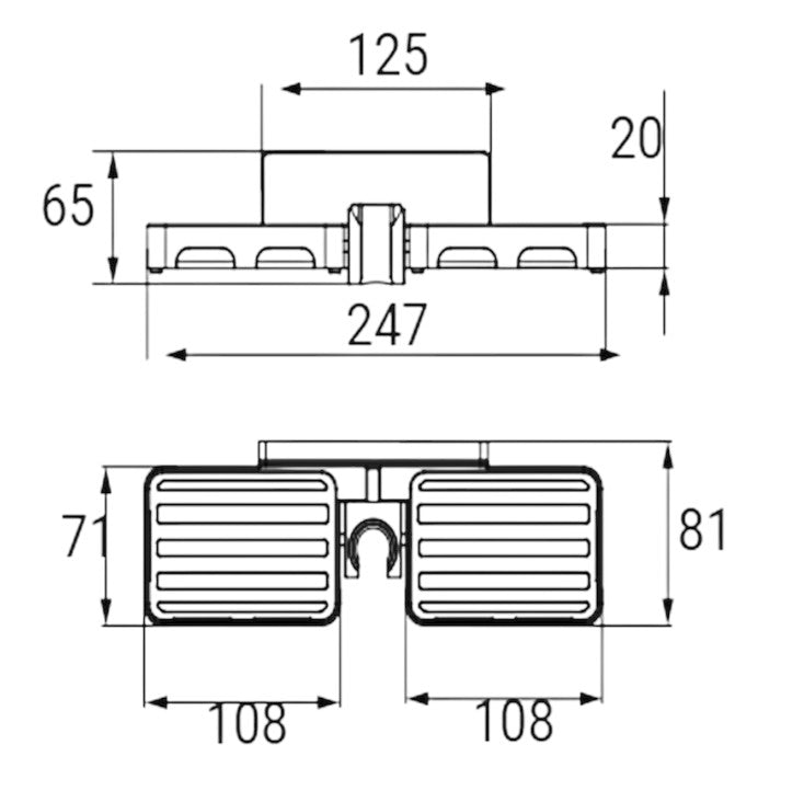 Supporto doccia a parete con mensoline portasapone