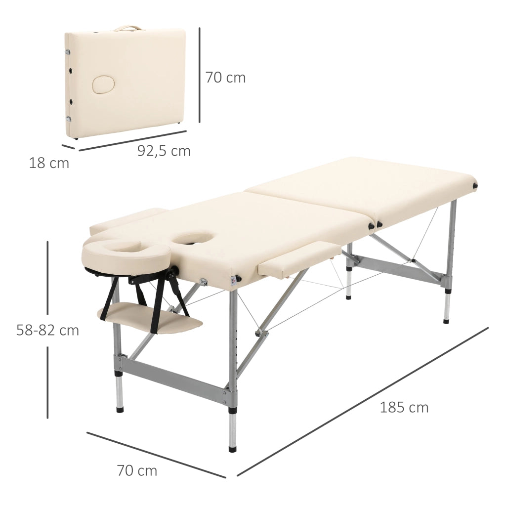 Poltrona Massaggiante Reclinabile Pieghevole ¨C Zephmum ¨C Beige 185x70x58-82 cm