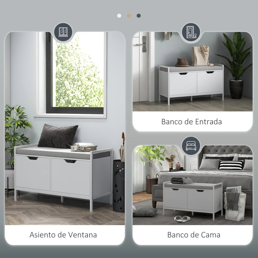 Scarpiera con panca e cuscino ¨C zephmum ¨C bianco 84x35x50 cm