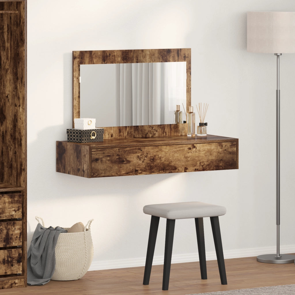 Tavolo da Toeletta a Parete Rovere Affumicato 100x40x70 cm