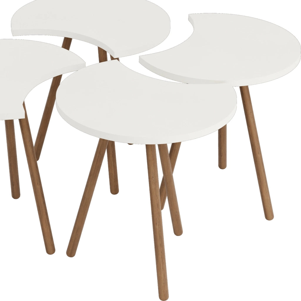 Set di 4 Tavolini Componibili 'Højer' Tavolino Basso 4 in1 - Bianco [en.casa]