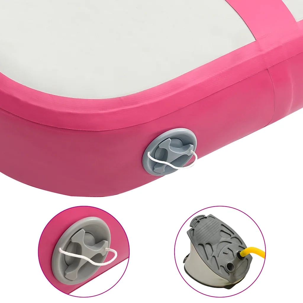 Tappetino Ginnastica Gonfiabile con Pompa 60x100x15 cm PVC Rosa CFW7379806