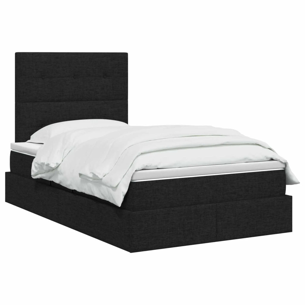 Letto con contenitore e materasso Nero 120 x 200 cm Tessuto 3459497