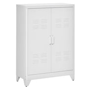 Armadio Metallo 2 Porte 2 Ripiani Regolabili ¨C zephmum ¨C 75x33x110cm Bianco