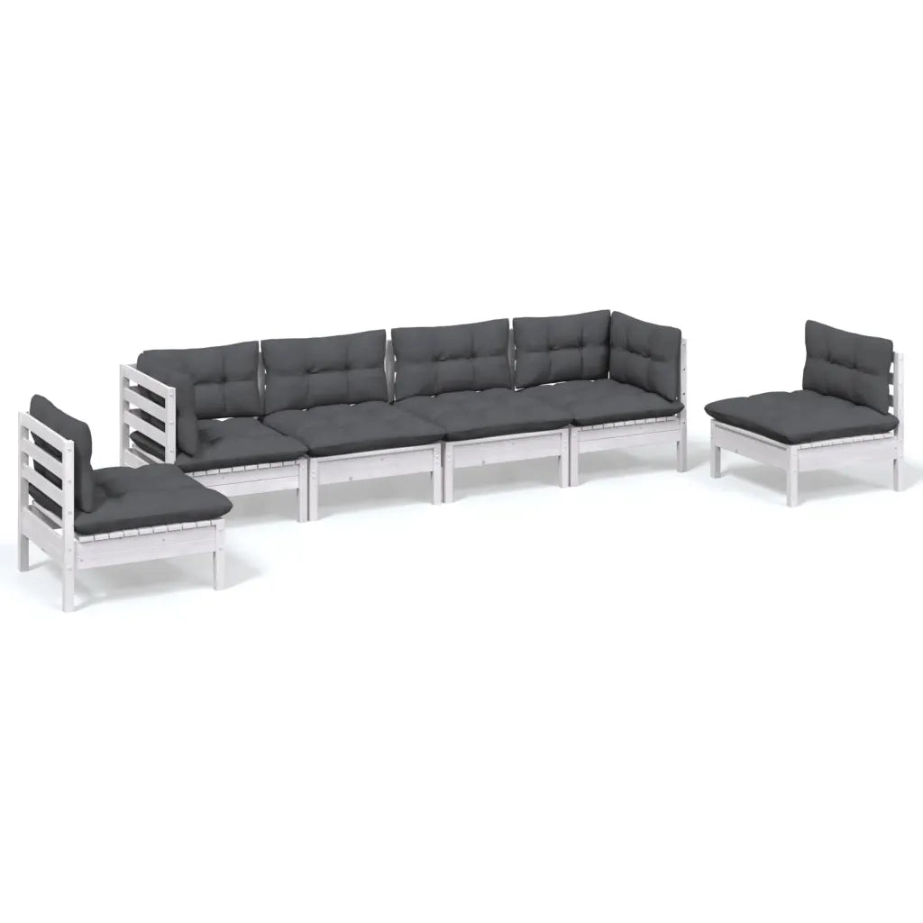 Set Salotto da Giardino 6 pz con Cuscini Legno Massello di Pino 3096197