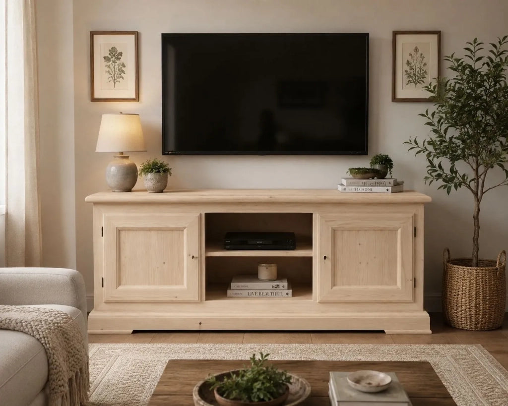 Porta tv 2 porte 1 vano a giorno legno grezzo 162x51x61 (3128) - Mobili 2G