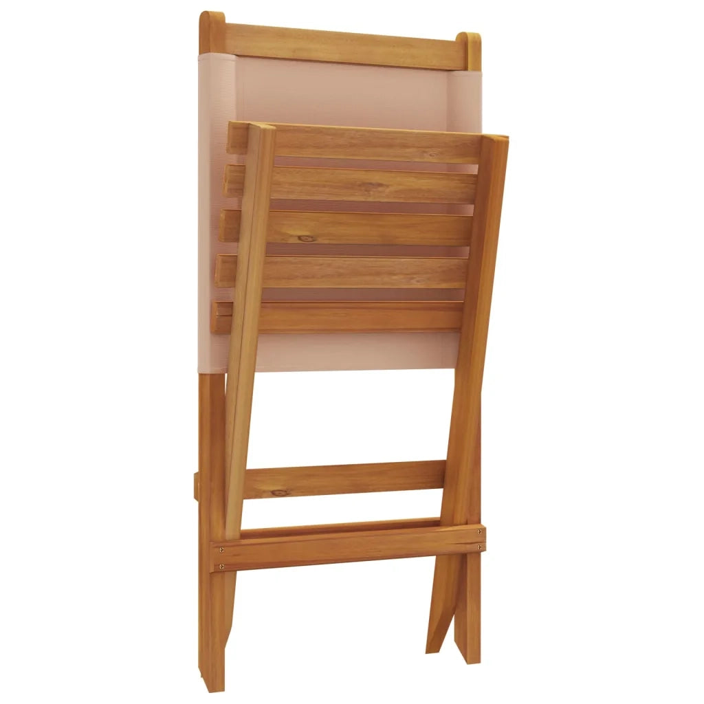 Sedie Giardino Pieghevoli 4pz Tortora Tessuto e Legno Massello 3214643