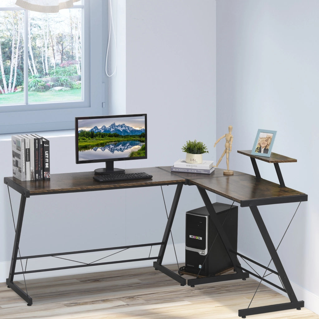 Easycomfort Scrivania Angolare Reversibile per Computer e PC in Stile Industriale, per Ufficio o Camera, in Legno 155x115x91.5cm