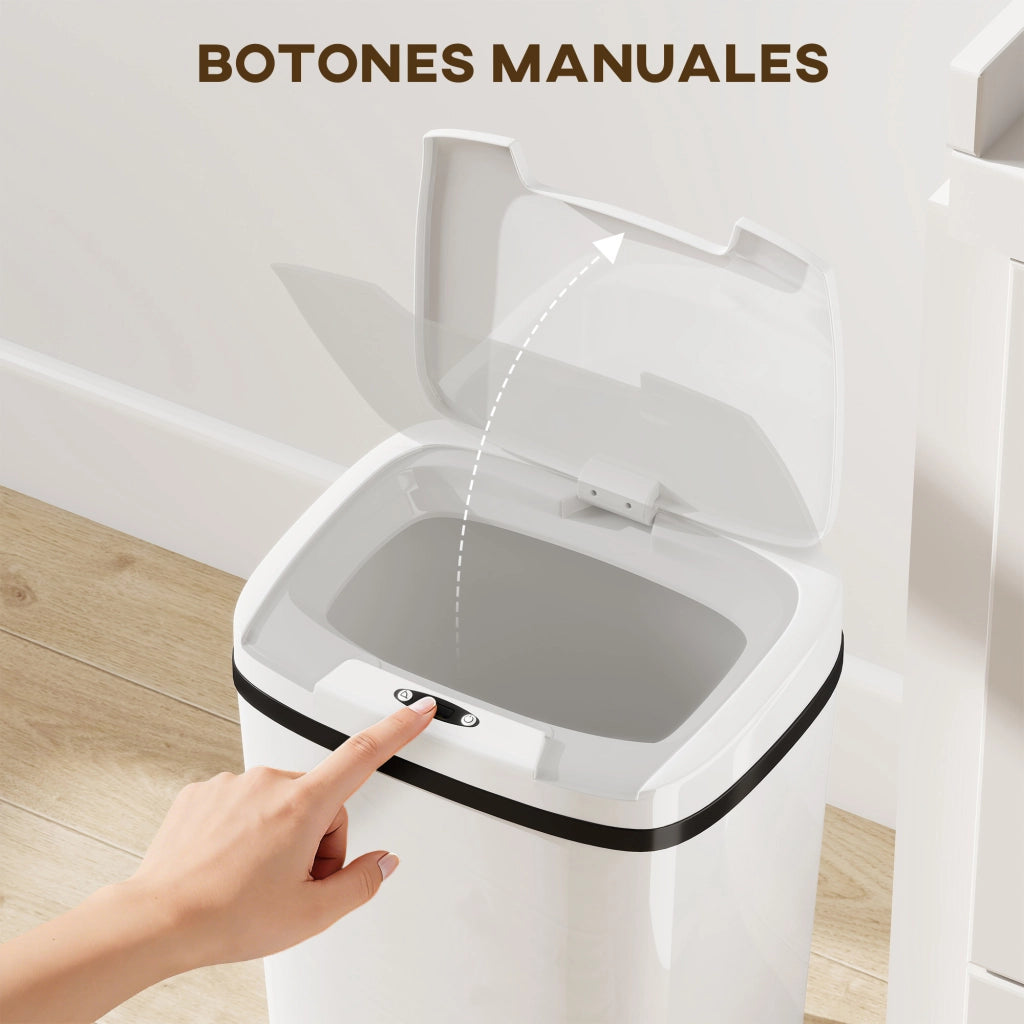 Cestino Automatico per Cucina 15L con Sensore Infrarosso ¨C zephmum ¨C Bianco