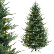 Albero di Natale Artificiale 135/180/210/240 CM, Albero di Natale con 160/240/340/450 Luci LED Bianche Calde, 442/778/1090/1480 Punte di Rami e Foglie Miste in PE & PVC (240 CM)