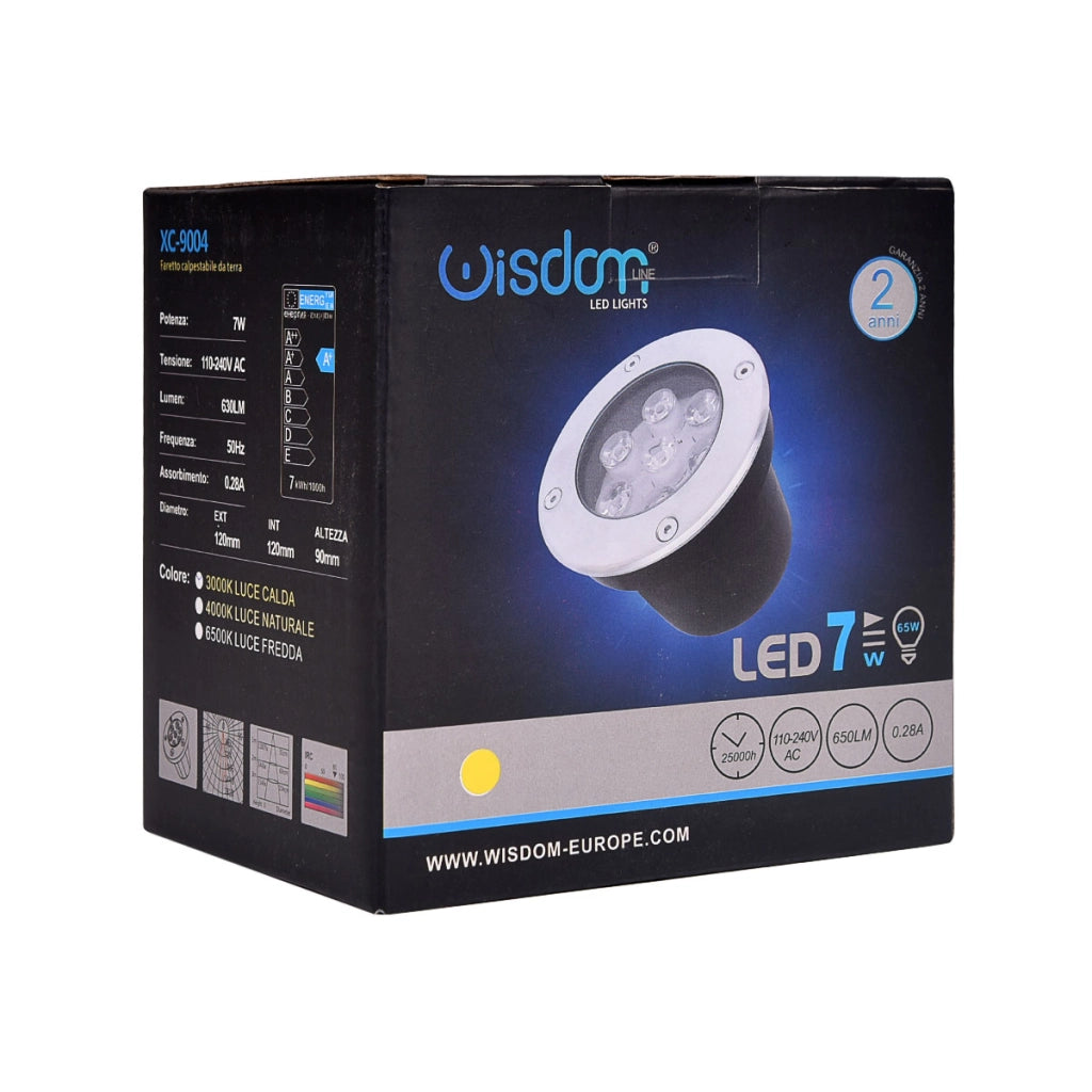 FARETTO LED SEGNAPASSO CALPESTABILE 7W DA TERRA LUCE CALDA 3000K° - ILLUMINAZIONE ESTERNA PER VIALI GIARDINI INGRESSI E SENTIERI
