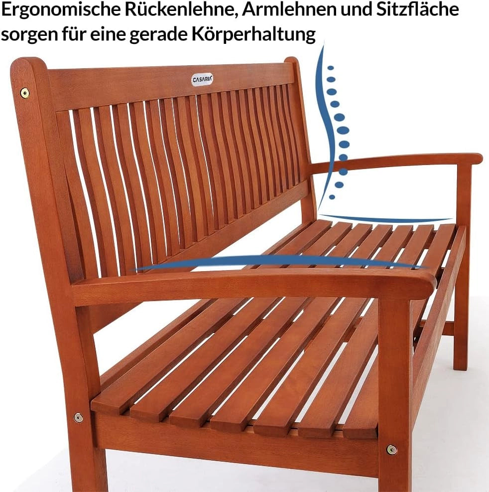 Deuba Panchina da Giardino 3 Posti Legno di Eucalipto Certificato FSC® Panca Interno Esterno