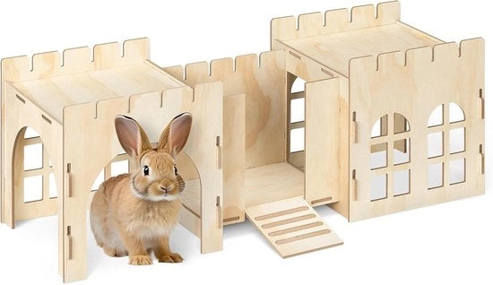 Casa per coniglio in legno - Casa di gioco e dormitorio - Interno ed esterno - 69 x 24 x 25,5 cm