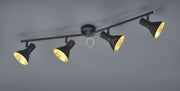 NINA BARRA 4 SPOTS ATTACCO E14 DIFFUSORI METALLO NERO + ORO  84,5CM