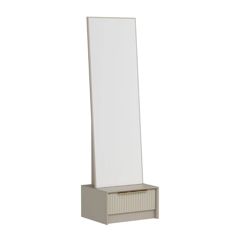 Specchio Kale con base cassetto cashmere 54x45x178H